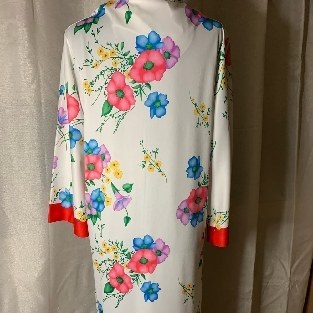 Vintage 1960s pink floral dress Evelyn Pearson white Hawaiian flower hipster    - Picture 5 of 7